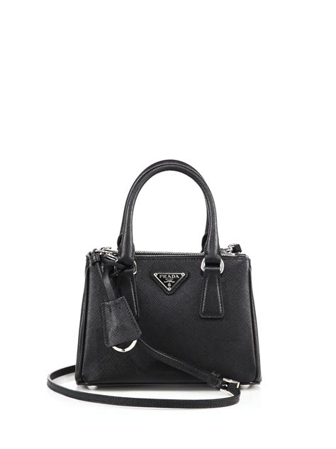 prada saffiano mini double zip tote black|prada medium saffiano leather bag.